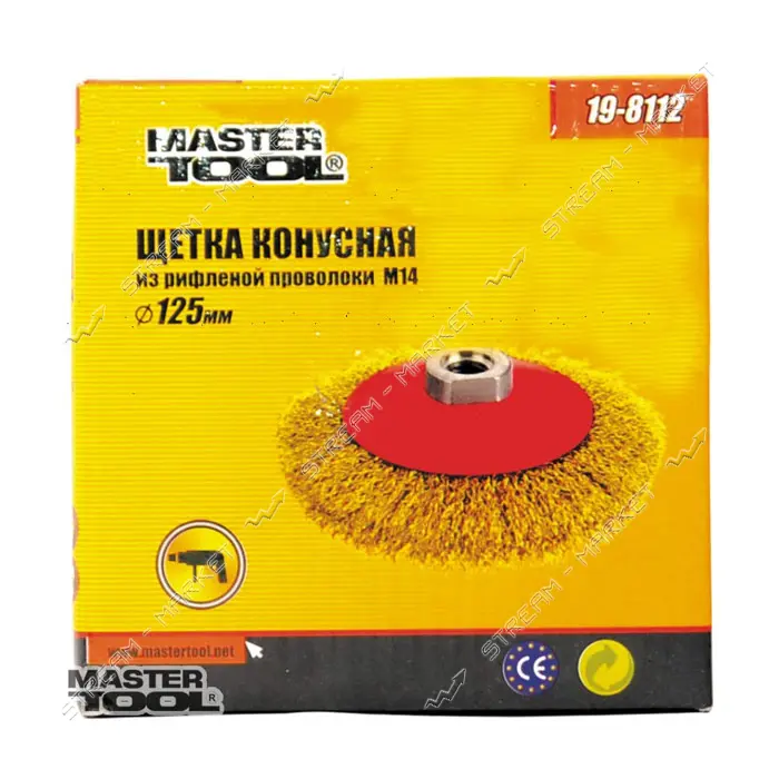 Щетка конусная Mastertool 19-8112 из латунированной рифленой проволоки d125мм М14
