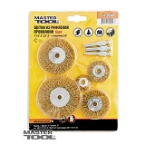 Щетка дисковая Mastertool 19-9500 из латунированной рифленой проволоки 25/40/50/63/75 стержень 5шт