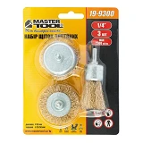 Щетка дисковая Mastertool 19-9300 из латунированной рифленой проволоки со стержнем 3шт              