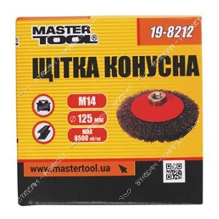 Щетка конусная из рифленой проволоки Mastertool 19-8212 D125 М14