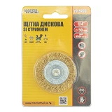Щетка дисковая из латунированной рифленой проволоки Mastertool 19-9705 D50мм со стержнем 1/4"