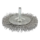Щетка дисковая из рифленой проволоки Mastertool 19-9807 D75мм со стержнем 1/4"                      
