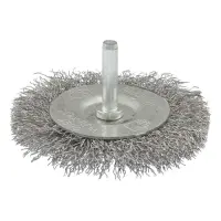 Щетка дисковая из рифленой проволоки Mastertool 19-9807 D75мм со стержнем 1/4"                      