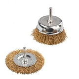 Щетки из латунированной рифл. проволоки со стержнем Mastertool 19-9200 торц. 75мм диск.100мм 2шт    