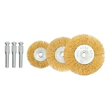 Щетки из латунированной рифленой проволоки Mastertool 19-9301 диск.50/63/75мм плюс стержень 1/4" 3шт