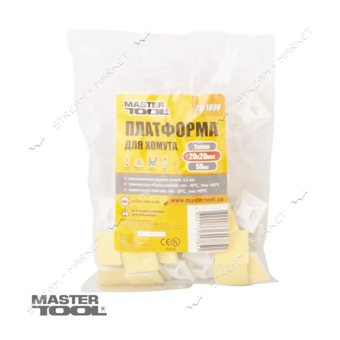 Платформа для хомута Master-Tool 20-1898 20x20мм белая 50шт
