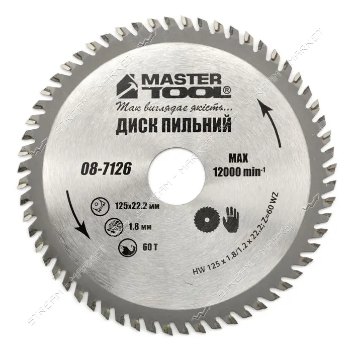 Диск пильный по дереву MasterTool 08-7126 125х22.2х60Т