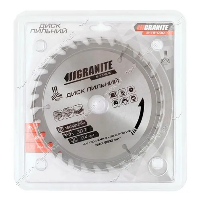Диск пильный по дереву Granite 5-15-030 150х22.2х30Т адаптер 22.2-20                                
