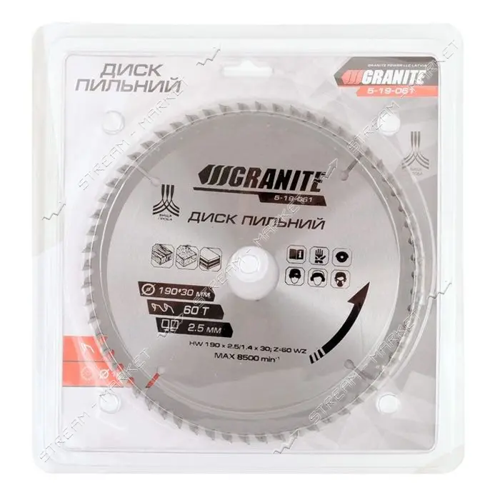 Диск пильный по дереву Granite 5-19-061 190х30х60Т                                                  