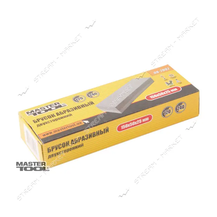 Брусок абразивный Mastertool 08-2003 двухсторонний 200x50x25мм зерно 120/240