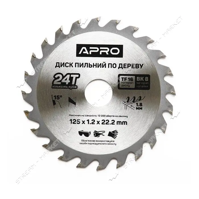Диск пильный по дереву Apro 830101 125х22.2х24Т                                                     