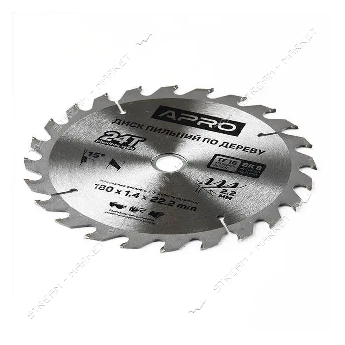 Диск пильный по дереву Apro 830133 180х22.2х24T                                                     