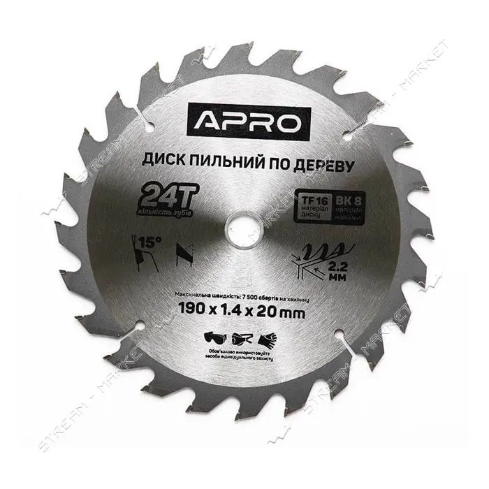 Диск пильный по дереву Apro 830169 190х20х24T
