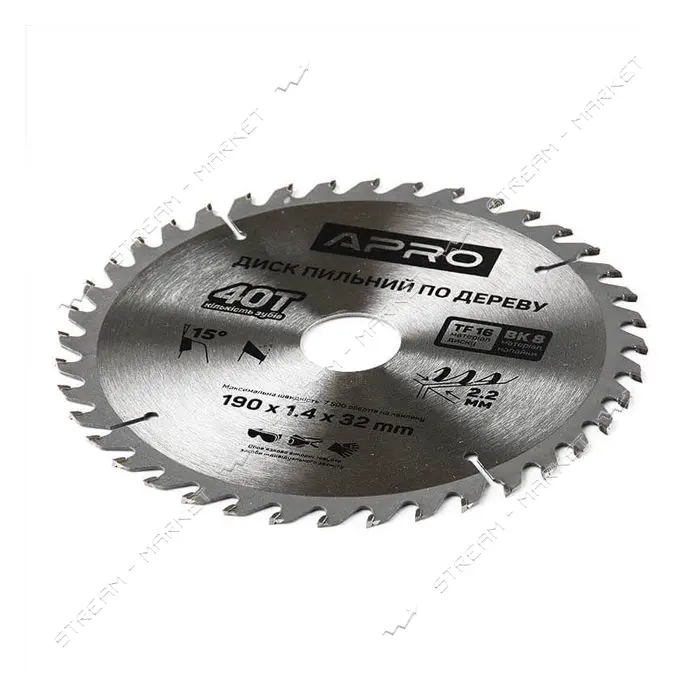 Диск пильный по дереву Apro 830175 190х32х40T