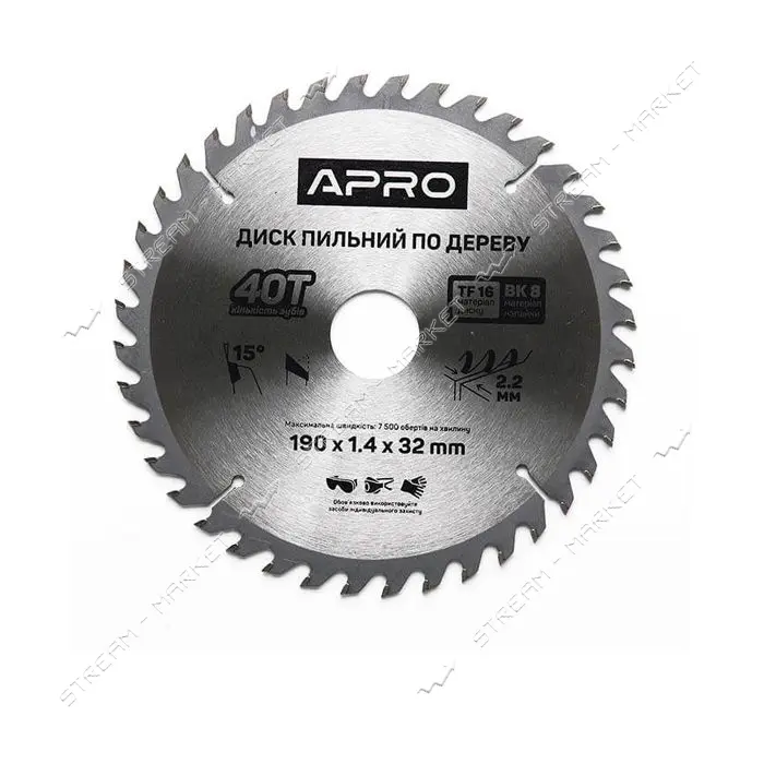 Диск пильный по дереву Apro 830175 190х32х40T