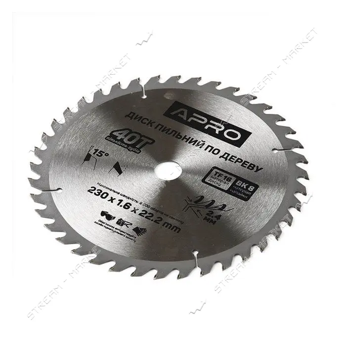 Диск пильный по дереву Apro 830199 230х22.2х40T