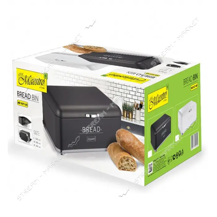 Хлебница Maestro MR-1677-AR-BL 34.5х25х16.5см