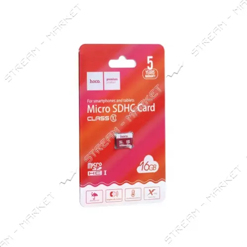 Карта памяти Hoco MicroSD Class 10 16GB красная                                                     