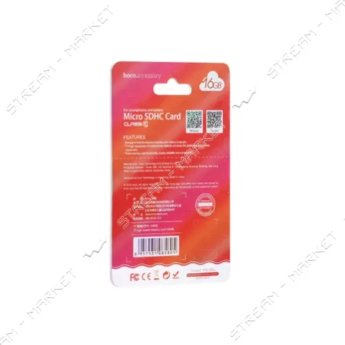 Карта памяти Hoco MicroSD Class 10 16GB красная                                                     