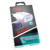 Сетевое зарядное устройство Aspor A802 Plus 1USB/2.4A LED плюс USB кабель Type-C белое