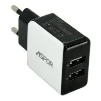 Сетевое зарядное устройство Aspor A811 2USB/2.4A плюс USB кабель Type-C черное                      