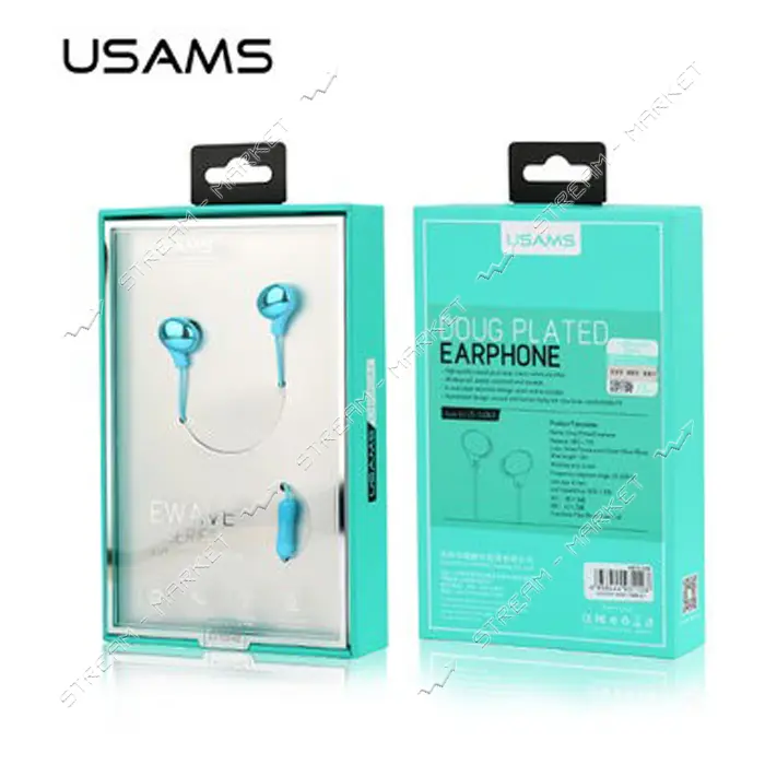 Проводные наушники Usams US-SJ063 Ewave series Color Beans Plating голубые                          