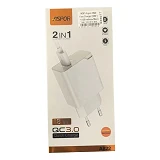 Сетевое зарядное устройство Aspor A822 Fast Charger 18W QC3.0 1USB/3A белое
