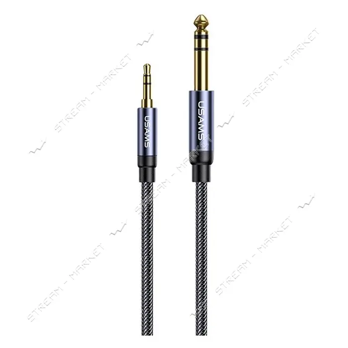 Кабель Usams AUX US-SJ539 3.5mm to 6.35mm 1.2м синий