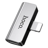 Переходник Hoco LS24 dual Lightning digital audio converter for Apple серебро                       