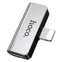 Переходник Hoco LS24 dual Lightning digital audio converter for Apple серебро                       