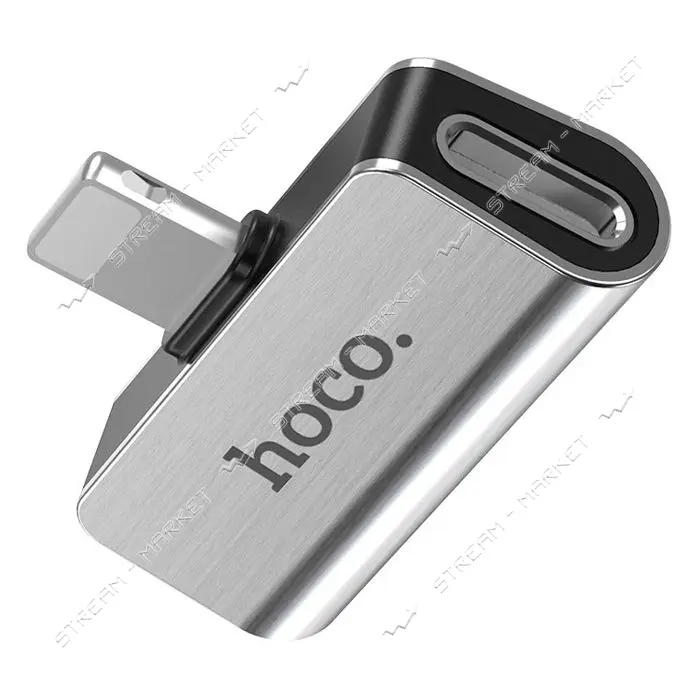Переходник Hoco LS24 dual Lightning digital audio converter for Apple серебро                       