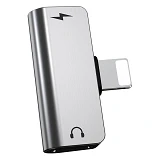 Переходник Hoco LS24 dual Lightning digital audio converter for Apple серебро                       