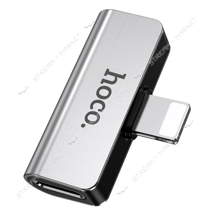 Переходник Hoco LS24 dual Lightning digital audio converter for Apple серебро                       