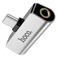 Переходник Hoco LS26 Type-C 2-in-1 audio converter серебро