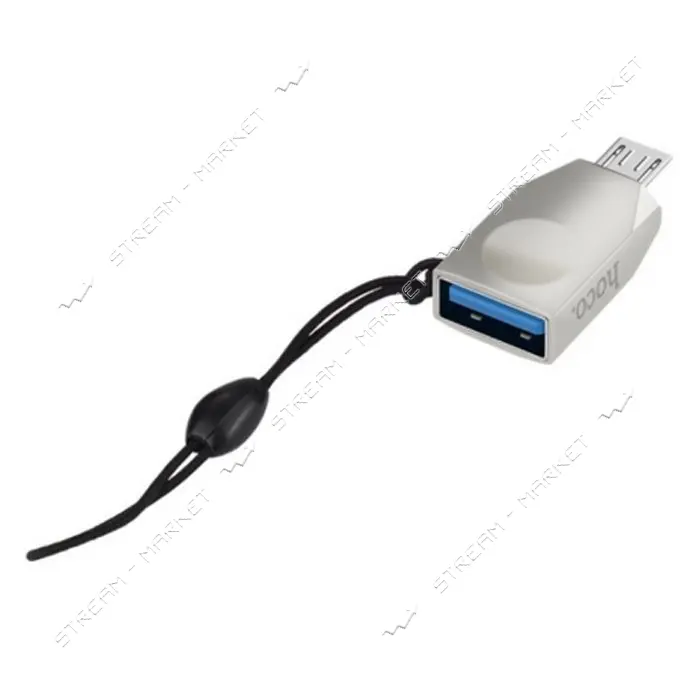 Переходник Hoco UA10-USB Micro-USB OTG adapter серебро