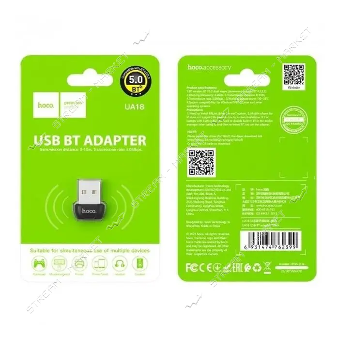 Переходник Hoco UA18 USB BT adapter черный