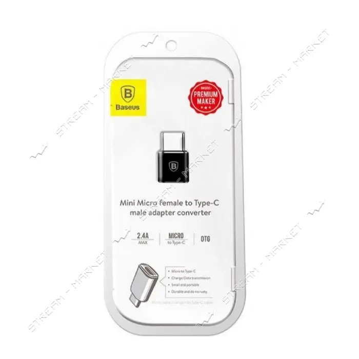 Переходник Baseus Micro Female To Type-C Male Adapter Converter черный                              