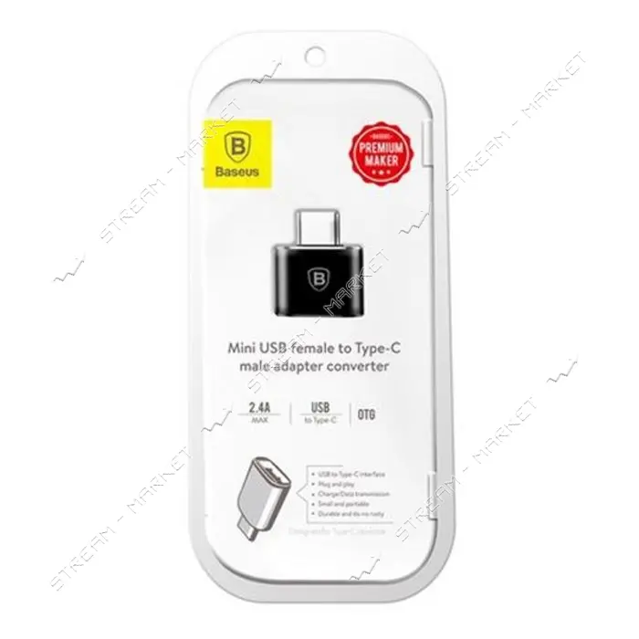 Переходник Baseus USB Female To Type-C Male Adapter Converter черный                                