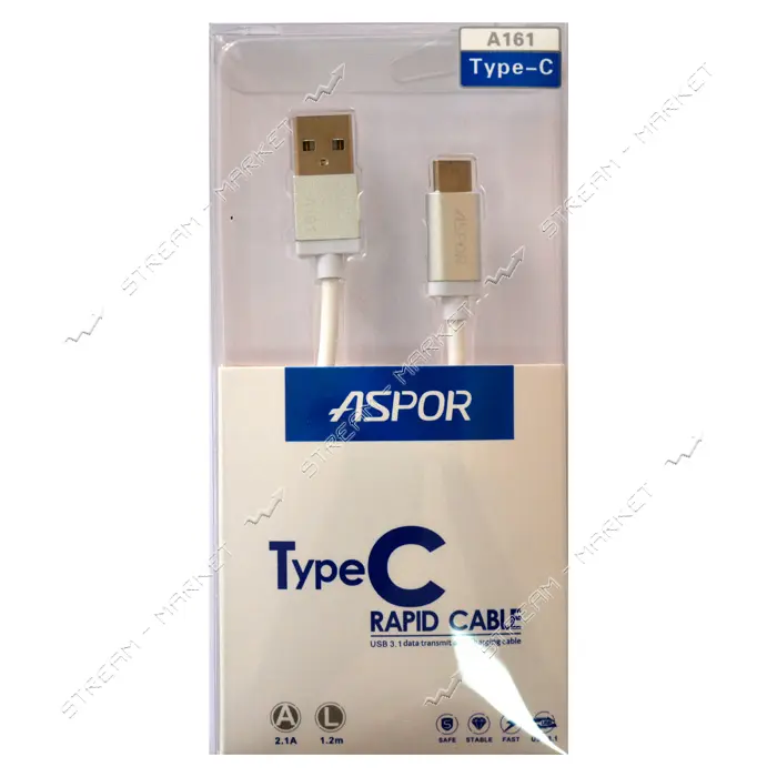Кабель Aspor А193 USB Type-C длина 1м ассорти