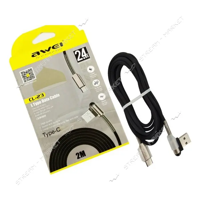 Кабель Awei CL-23 USB Type-C 2м черный