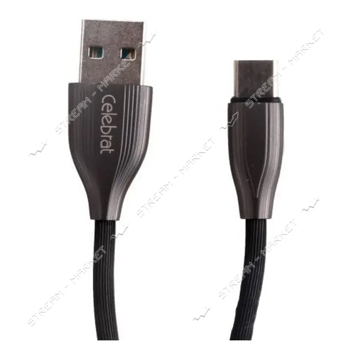 Кабель Celebrat CB-08t USB Type-C 2.4А 1м черный