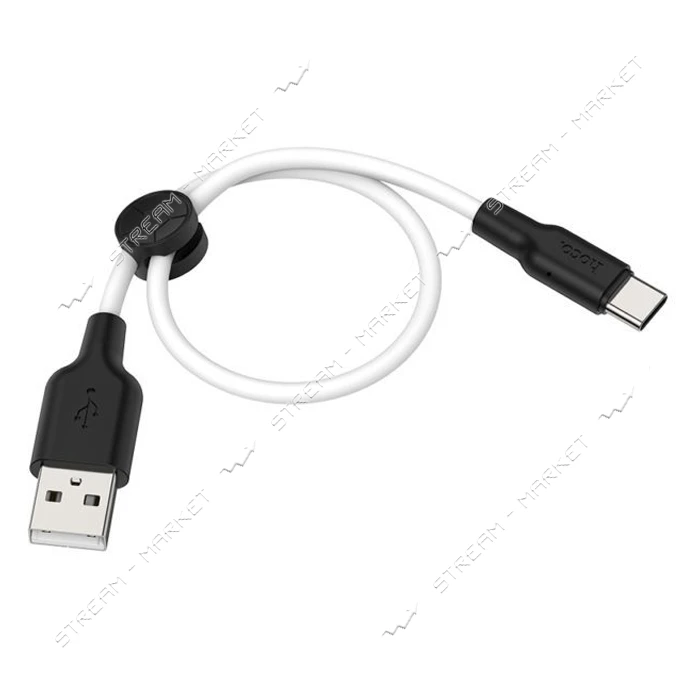Кабель Hoco X21 Plus Silicone USB Type-C 3А 0.25м черный с белым