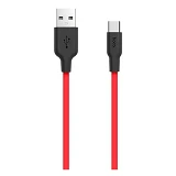 Кабель Hoco X21 Plus Silicone USB Type-C 3А 1м черный c красным                                     