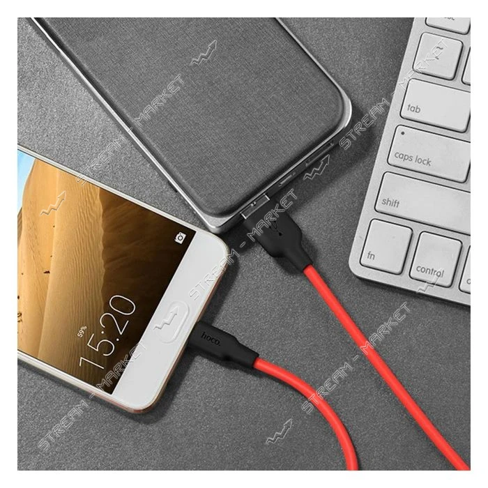 Кабель Hoco X21 Plus Silicone USB Type-C 3А 1м черный c красным                                     