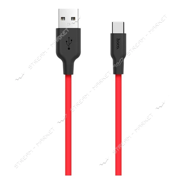Кабель Hoco X21 Plus Silicone USB Type-C 3А 1м черный c красным                                     