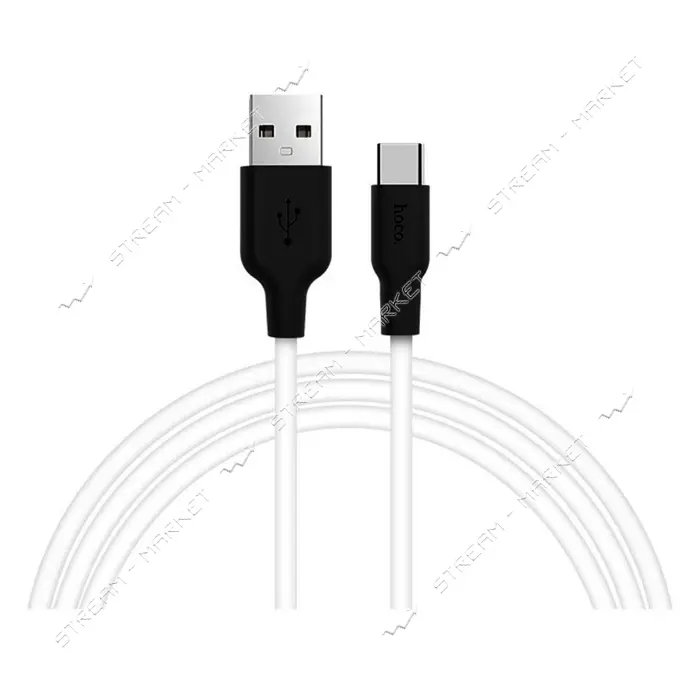 Кабель Hoco X21 Plus Silicone USB Type-C 3А 1м черный c белым