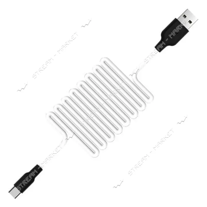 Кабель Hoco X21 Plus Silicone USB Type-C 3А 1м черный c белым