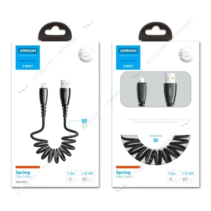 Кабель Joyroom S-M391 Waller Series Spring USB Type-C 2.4A 1.2м черный                              