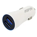 Автомобильное зарядное устройство Aspor A902C 5V/2.4A 2USB плюс Lightning кабель белое