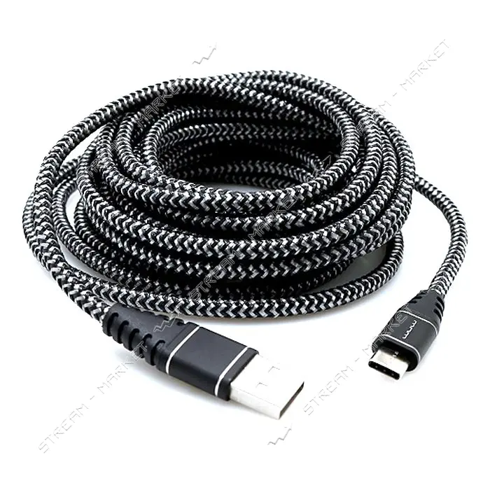Кабель Wuw X68 USB Type-C 5м серый